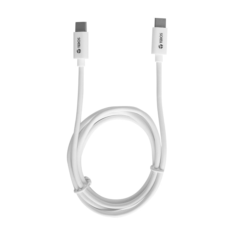 Cable USB TEROS Tipo C a Tipo C, 3A, 60W Máx, Blanco