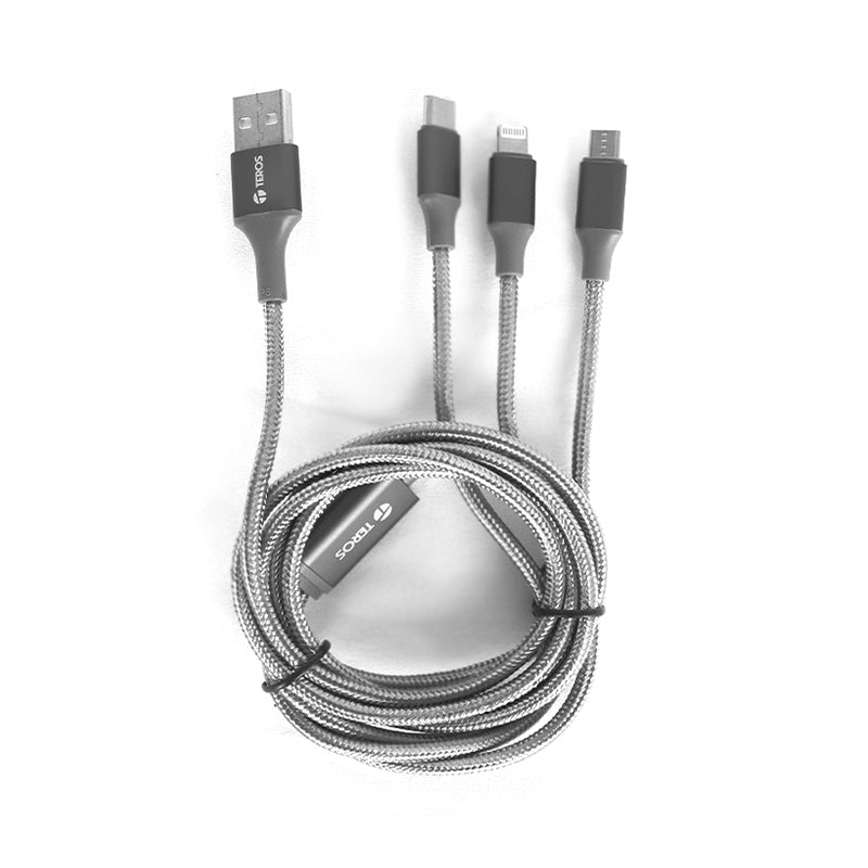 Cable de carga 3 en 1 TEROS 17.5W Máx, Gris