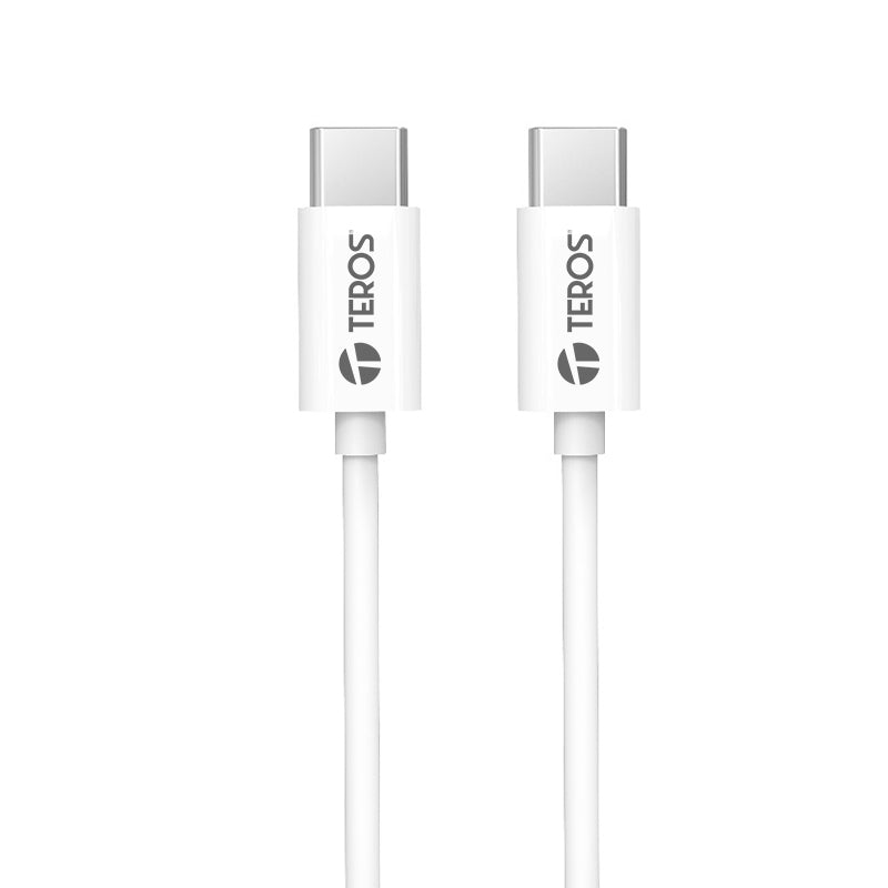 Cable USB TEROS Tipo C a Tipo C, 3A, 60W Máx, Blanco